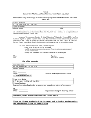 Maharashtra VAT Composition Scheme Intimation Form