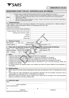 South African Exporter Registration Form