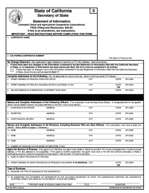 California Statement of Information Form SI-200