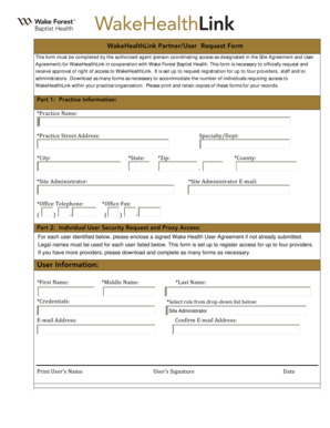 Wake Forest Baptist Health Partner Request Form
