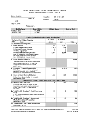 Florida Child Support Guidelines Worksheet