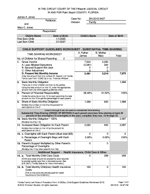 Florida Child Support Guidelines Worksheet