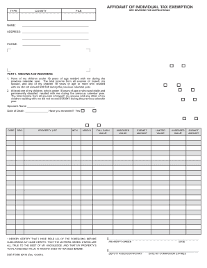 Arizona Affidavit of Individual Tax Exemption
