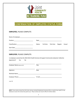 Confirmation of Employee Status Form