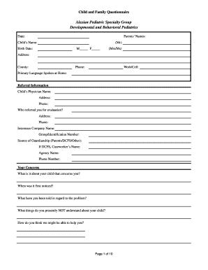 Child and Family Questionnaire