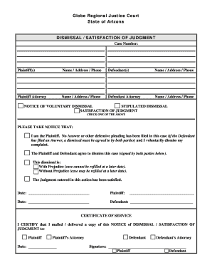 Arizona Dismissal Satisfaction of Judgment