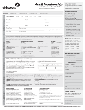 Adult Membership Girl Scout Application