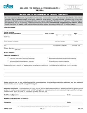 GED Testing Accommodations Appeal Form