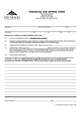 Financial Aid Appeal Form