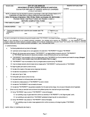 City of Los Angeles Sewer Service Charge Refund Claim