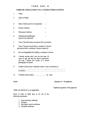 Application for Conductor’s Licence