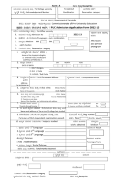 Karnataka PUC Admission Application Form