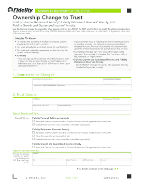 Fidelity Annuity Ownership Change to Trust Form