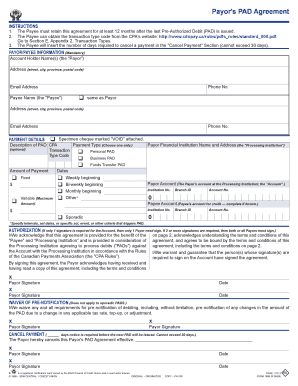 Payor's PAD Agreement