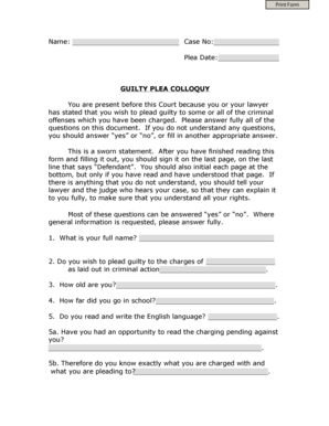 Guilty Plea Colloquy Form