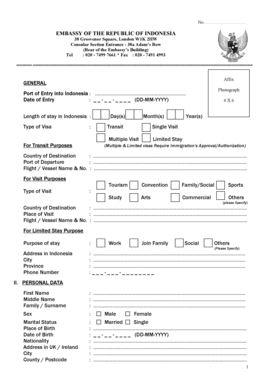 Indonesia Visa Application Form