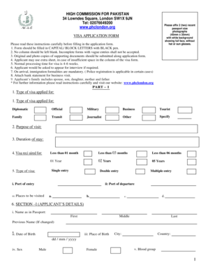 Pakistan Visa Application Form