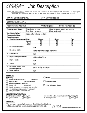 Job Description Template