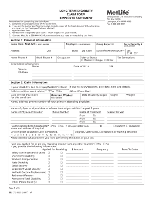 Long Term Disability Claim Form