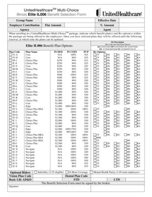 UnitedHealthcare Illinois Elite IL006 Benefit Selection Form