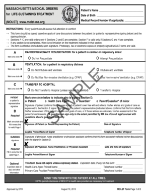 Massachusetts Medical Orders for Life-Sustaining Treatment