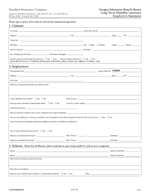 Oregon Educators Long Term Disability Claim Form