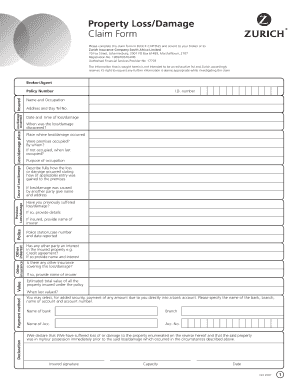 Property Loss/Damage Claim Form