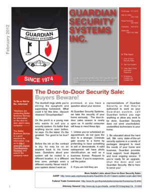 Guardian Security Systems Contact Update Form