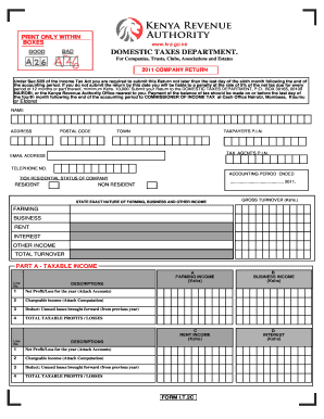 Kenya Company Tax Return Form I.T.2C