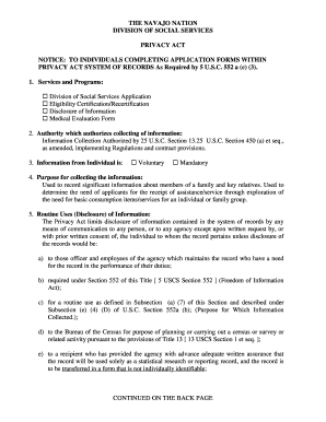 Navajo Nation Social Services Application Form