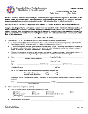 CFTC Form 102 Special Account Identification