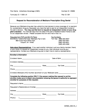 Request for Reconsideration of Medicare Prescription Drug Denial