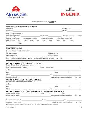 Healthcare Provider Credentialing Form