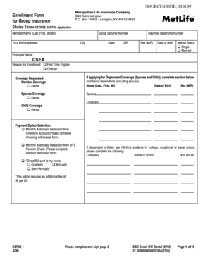 CSEA Retiree Dental Application Form