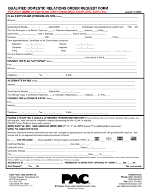 Qualified Domestic Relations Order Request Form