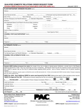 Qualified Domestic Relations Order Request Form