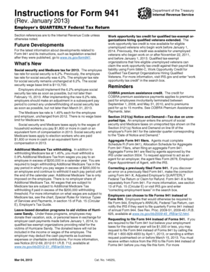 Form 941 Employer's Quarterly Federal Tax Return