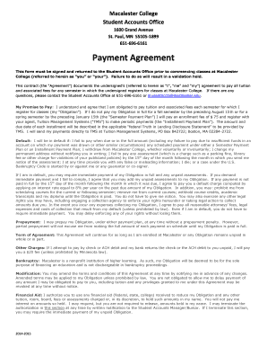 Agreement contract - Payment Agreement Form - Macalester College - macalester