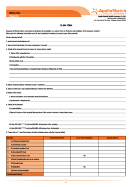 Apollo Munich Health Insurance Claim Form