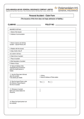 Personal Accident Claim Form