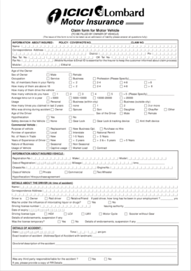 Motor Vehicle Claim Form