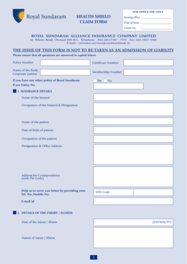 Health Shield Claim Form