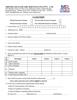 MDIndia Healthcare Claim Form