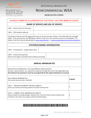 2014 Noncommercial Webcaster Annual Minimum Fee Form