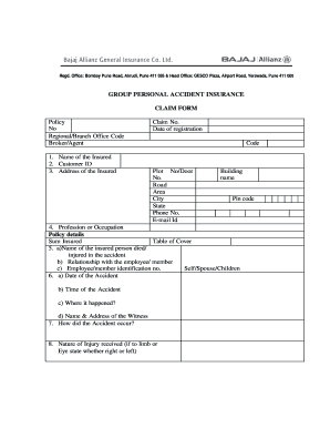 Group Personal Accident Insurance Claim Form