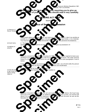 Notice of Seeking Possession