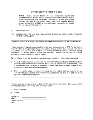 Attachment to Form W-8BEN