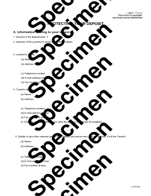 UK Tenancy Deposit Protection Form