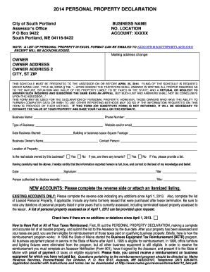 2014 Maine Personal Property Declaration