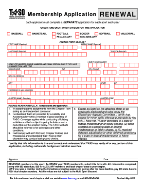 TASO Membership Application Renewal